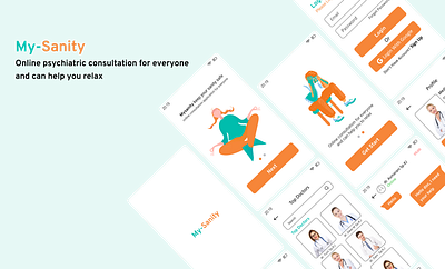 My-Sanity green helath hifi mobile app mobile design orange ui design