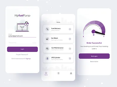 MyFuelPump - Fuel Delivery app android app car repair car wash cylinder delivery fuel home ios login petrol service sign up successful ui ux