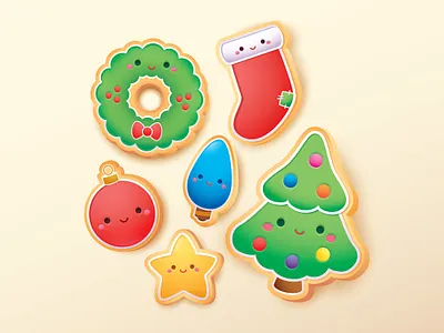 Christmas Cookies adobe illustrator character design cute illustration jerrod maruyama jmaruyama kawaii vector