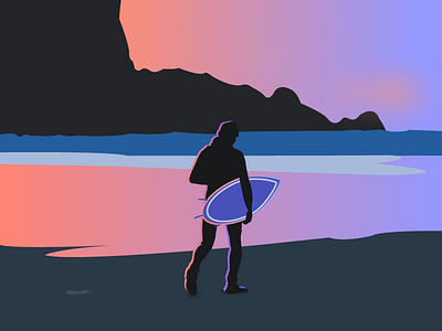 Lone Beach flat illustraion illustrator vector