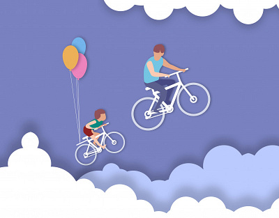 Father day - father and son riding bicycle artwork digital art fathers day illustration illustrator vector