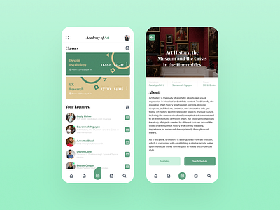 Academy of Art - School Management App app class clean concept education exploration schedule school ui university userinterface ux