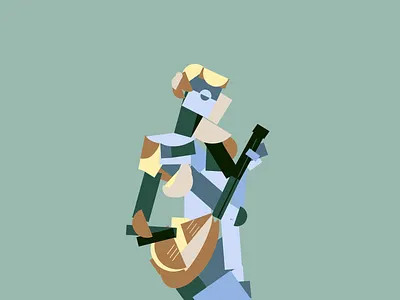 Girl with a Mandolin Illustration abstract art artwork design flat illustration minimal picasso vector