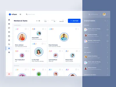 Member: InTeam_Team Management Dashboard avatar birthday card cards ui dashboard employee group landing page leaderboard member membership card product team ux web web app website design