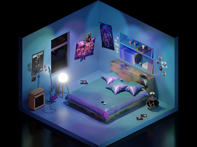 LOL KDA room blender isometric kda lol