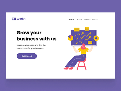 Hero section clean daily ui design flat illustration minimal ui ux web website