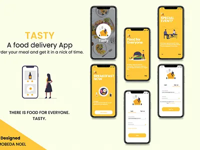 TASTY Food delivery App design by Amobeda Noel (UI/UX) animation app branding delivery delivery app delivery service design flash food and drink food app food illustration foodie illustrator onboarding onboarding screens ui ux web website