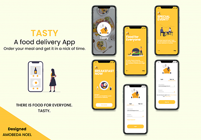 TASTY Food delivery App design by Amobeda Noel (UI/UX) animation app branding delivery delivery app delivery service design flash food and drink food app food illustration foodie illustrator onboarding onboarding screens ui ux web website