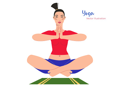 Yoga - Vector Illustration adobe illustrator app character flat design flat illustration girl girl character illustration typography ui ux yoga