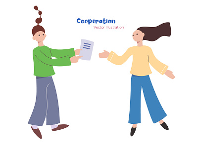 Cooperation - Vector Illustration app branding character cooperation flat design flat illustration girl girl character illustration typography ui ux