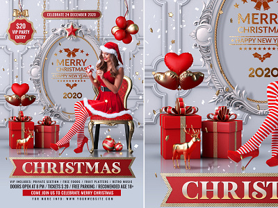 Christmas Party Flyer celebration christmas christmas ball christmas eve christmas event christmas flyer christmas night christmas party christmas template christmas white party merry christmas new year flyer poster template xmas xmas flyer xmas party