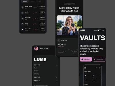 Lume responsive adaptive layout bitcoin design btc design crypto coin crypto trading crypto wallet cryptocoin figma design home page design mobile responsive design scalable graphics solana token token website top mobile app design ui design ux design web responsive web3