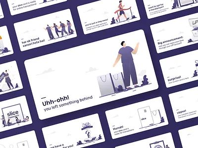 Push Notification Designs for Slice branding communications illustration illustrator minimal purple push notifications slice sliceit typography vector