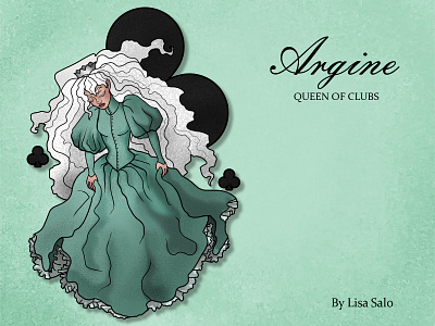 Argine - Queen of clubs card design cards character character design clubs illustration ink pastel craft paper queen