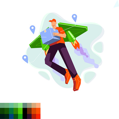 futureistic delivaryman delivaring product flying adobe illustrator adobe photoshop animation art artwork character design chracter design design art designer drowning icon illustration illustrator logo sketch vector vector art vector illustration webillustration