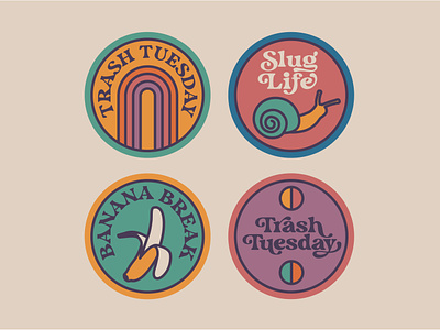 Trash Tuesday Podcast badge banana logo merch podcast retro snail thick lines trash tuesday