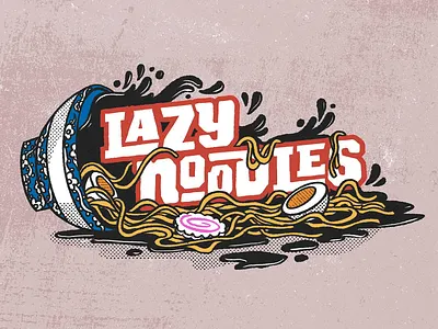 Lazy Noodles - creative brand illustration brand brand design brand identity branding design food illustration logo logotype texture tgts typography vector