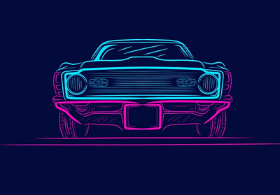 Vintage classic sport car abstract art car classic color colorful design digital draw graphic illustration line art logo modern ride vector vehicle vintage