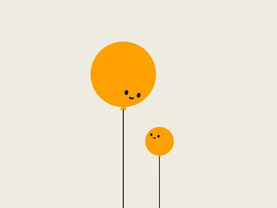 Papa balloon and baby balloon abstract art artwork balloon cute design flat illustration minimal