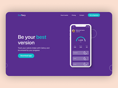 Day 3 of #30daysofwebdesign app calories challenge complementary colors concept figma figma design figmadesign hero image hero section illustration landing design landing page logo tracker ui ux webdesign webdesigner