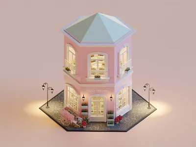 Flower Shop 3d 3d art blender blender3d flower illustration isometric lowpoly render shop
