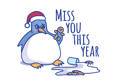 Eat your feelings penguin christmas card christmas cards cute penguin fat penguin ginger bread holiday card penguin sad penguin spilt milk