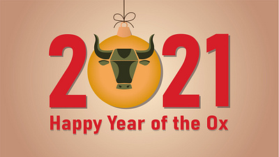 postcard happy year 2021 cow design happy new year illustration ox postcard poster vector