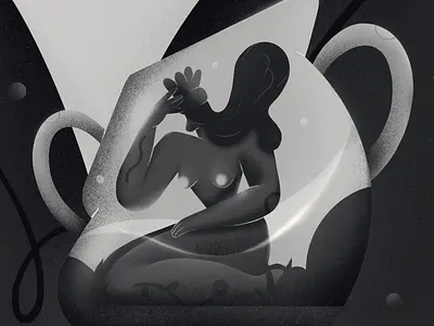 Lady Noir black and white character illustration design elegant film noir illustration procreate woman