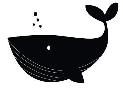 Whale animal black white clipart drawing illustration kids art pieloot water whale