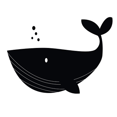 Whale animal black white clipart drawing illustration kids art pieloot water whale