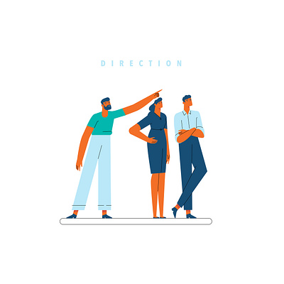 Direction character characters community direction directions explainer goal people reach team