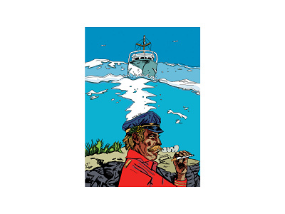 Boka Bay captain cartoon comics graphicdesign illustration sea ship summer