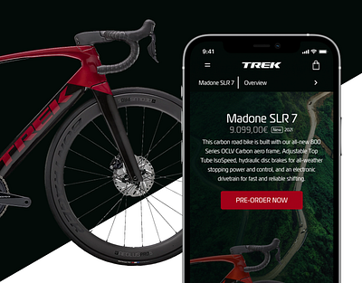 Madone SLR 7 Landing Page app bike branding cycling dailyui dailyui 003 dailyuichallenge design interface iphone app mobile mockup product design prototype sports design trek ui