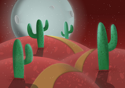 cactus planet colorful design flat illustration vector