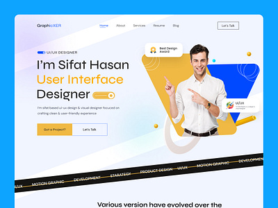 Ui/Ux Designer Personal Portfolio Website Concept header design homepage landing page personal portfolio portfolio portfolio website sifat hasan site ui uiux web design web header web page webdesign webpage website