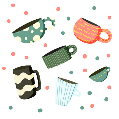 cups colorful design flat illustration minimal vector