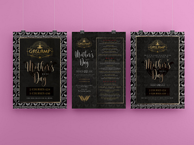 The Gaslamp Brasserie & Bar Mothers' Day Poster art deco art deco bar menu menu design menubar mothers day mothers day flyer restaurant