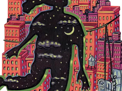 Inner City Dreams 2 acrylic painting book illustration buildings dreamscape editorial illustration illustration nyc storybook