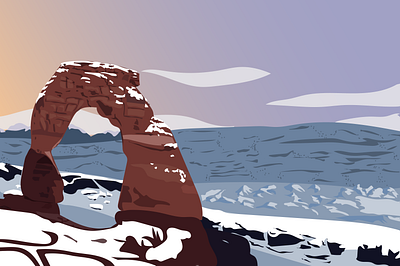 Delicate Arch adobe illustrator arches national park archesnationalpark arhces delicate arch illustrator national parks nature nature illustration np sunset the arches vector art vector illustration