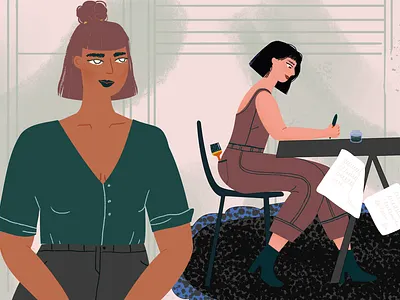 Office character design digital illustration female illustration