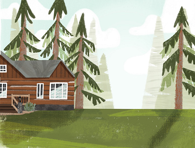 Cozy Minnesota Cabin cabin cabin illustration editorial editorial illustration forest illustration illustrator minnesota procreate woods