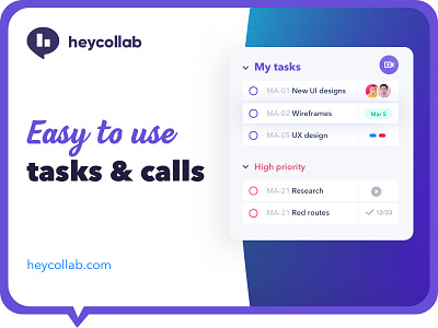 Easy to use tasks and calls calls project management tasks