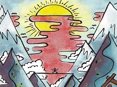 high lining in the clouds alive design illustration illustrator mountains movement vector