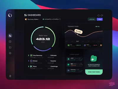 Dashboard — Staking Wallet app branding crypto cryptocurrency dark dashboard desktop icon illustration macos staking ui ux vector wallet