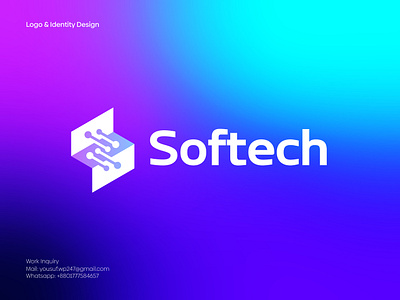 Softech Logo Design app logo brand identity branding creative logo crypto wire fintech flat logo gradient logo logo design logo designer logomark logos logotype minimalist logo modern logo s logo software tech logo technology