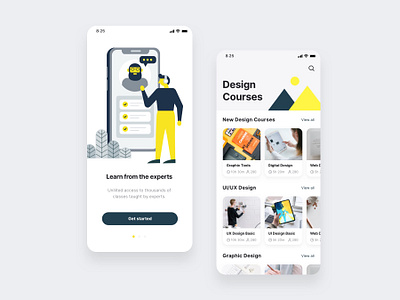 Browse courses screen UI design adobe xd education app figma learning app mobile app ui design onboarding illustration onboarding screens onboarding ui online courses online learning sketchapp ui design ui kit ui ux design 应用 应用界面 设计