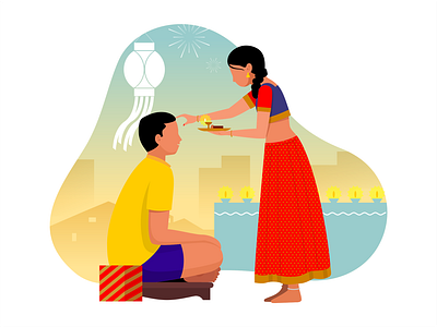 Diwali the festival of lights digital art diwali festival flatcolors illustration india vector
