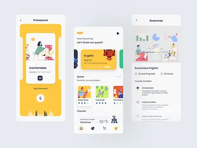 Ogo - Learning Language UI Design app application design figma interface languge mobile app design mobile ui ui uiux ux