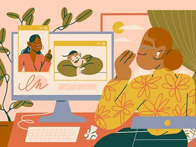 got the zoomies 💫 character character design computer digital girl illustration people plant video calls wfh working from home zoom zoom calls