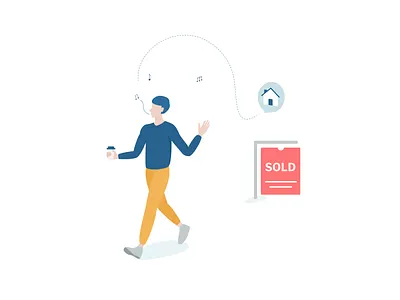 Sold house illustration realestate relaxing sold yard sign